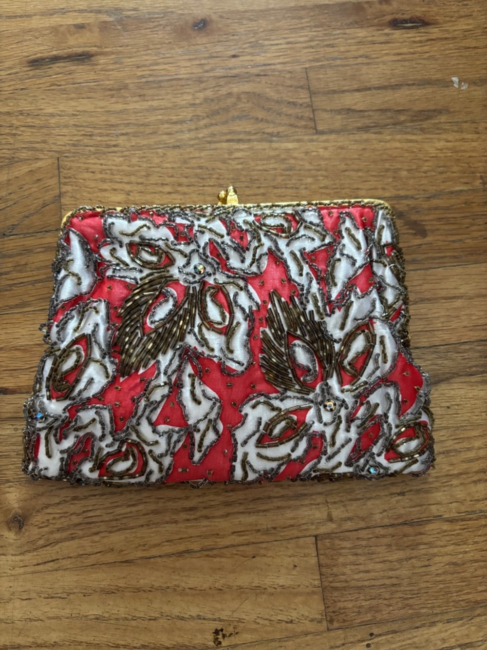 Vintage! 1950’s WALBERG Hand Beaded in Hong Kong Purse Gold-tone Clasp & Chain - Picture 2 of 5
